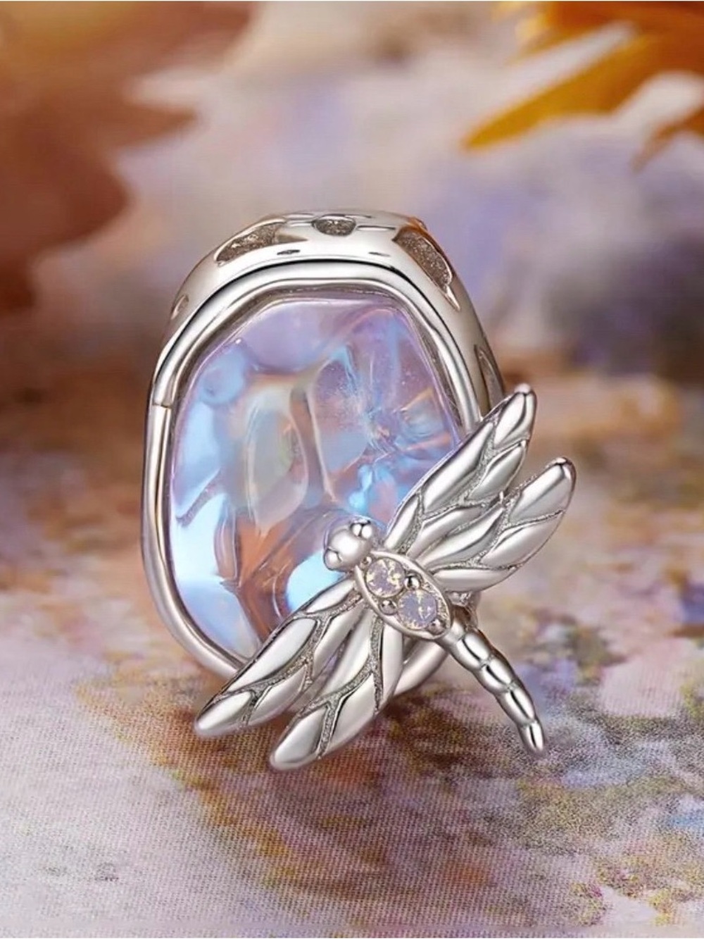 New dragonfly transparent glass pandora style charm